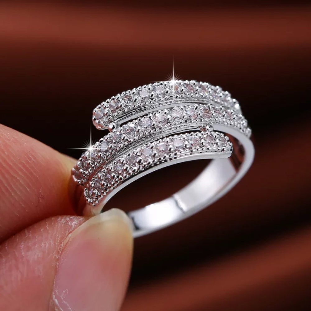 NEW ETERNITY 925 STERLING SILVER DIAMOND BAND RING - Picture 2 of 5
